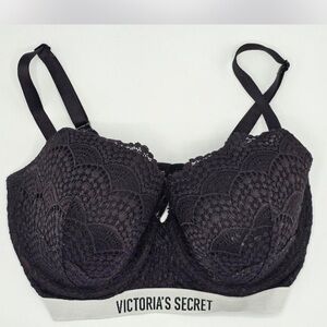 Victoria's Secret Black Lace Bra with Logo Band